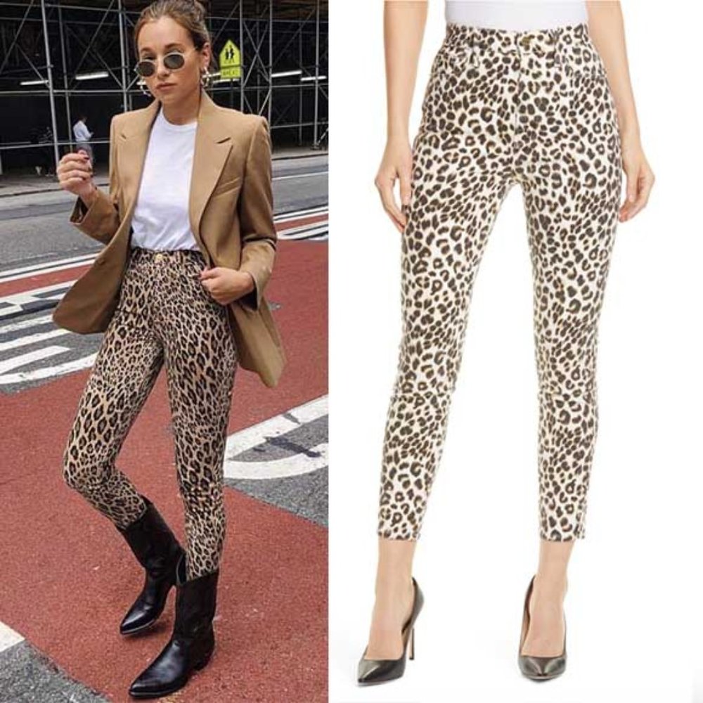 Frame Denim Ali High Rise Leopard Cigarette Jeans